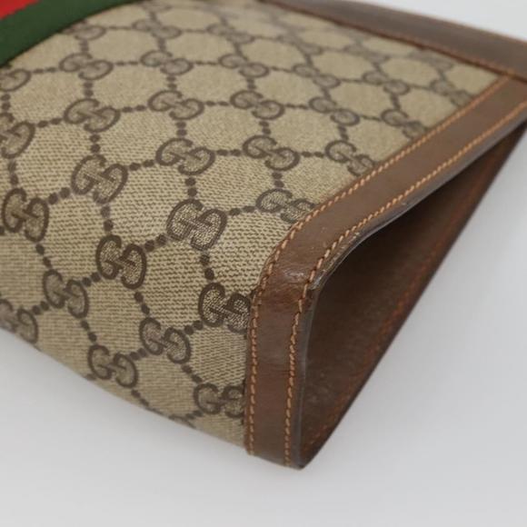 GUCCI GG Supreme Web Sherry Line Clutch Bag PVC Beige 89 01 002 Auth BA2440 - Picture 15 of 16